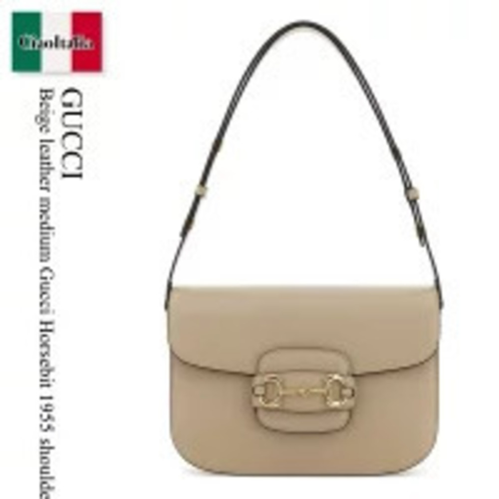 Gucci Bag Handbag Beige Leather Horsebit Shoulder Pouch